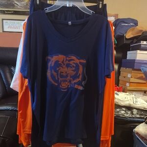 Women's Navy Graphic V-Neck T-Shirt And Leggings Set